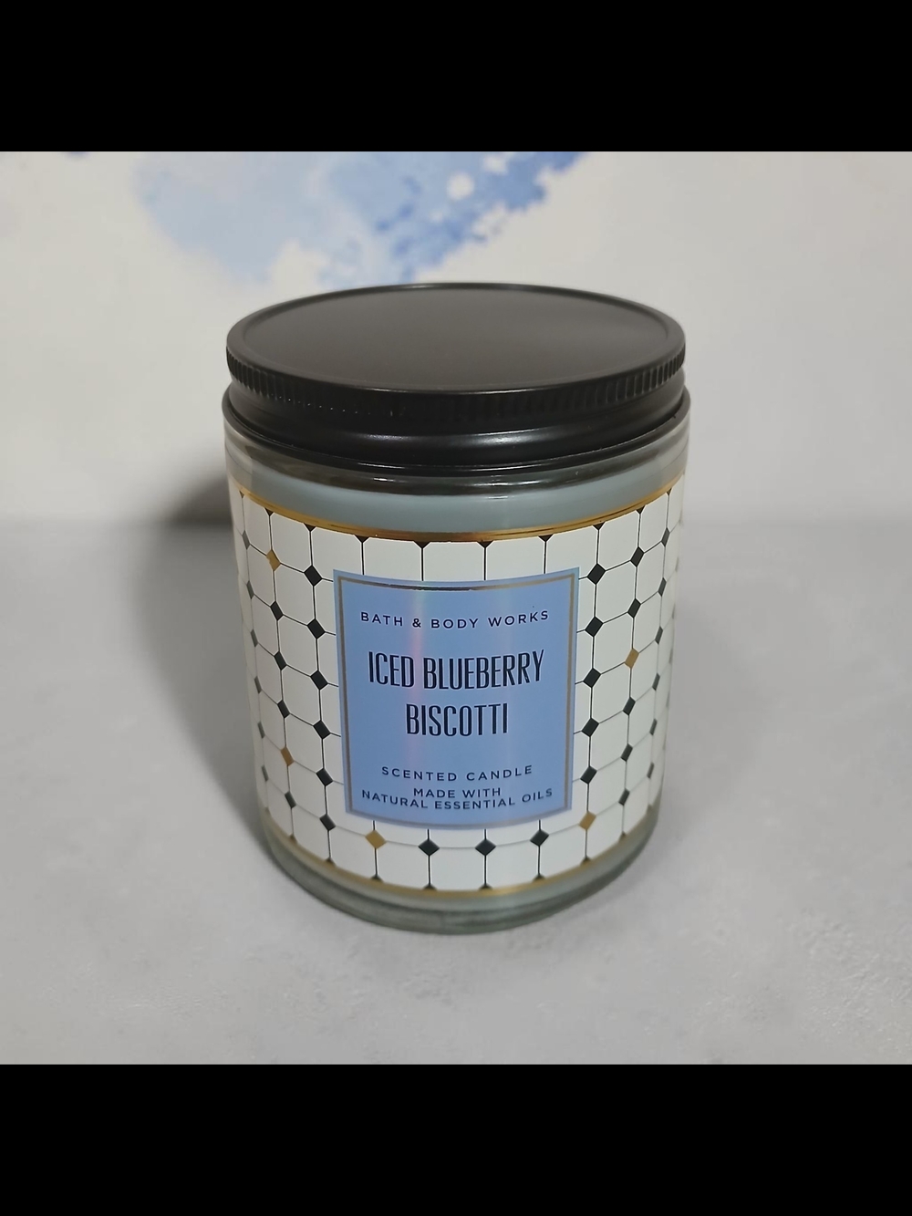 Bath & Body Works Iced Blueberry Biscotti Scented Candle - Blue/Black/White